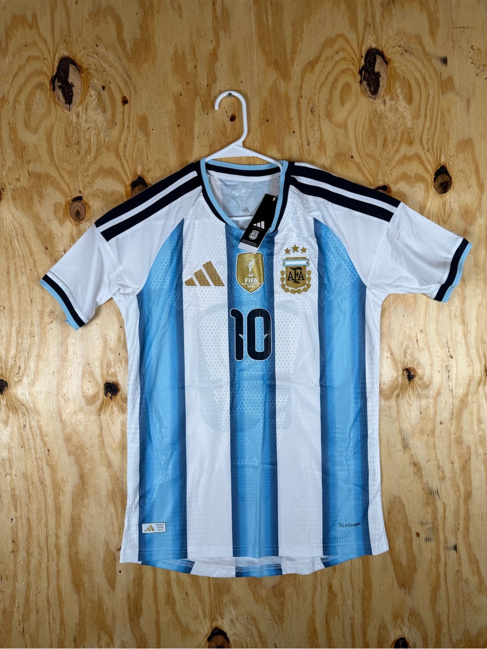 Adidas Argentina Lionel Messi Home Soccer Jersey in White & Blue - #10